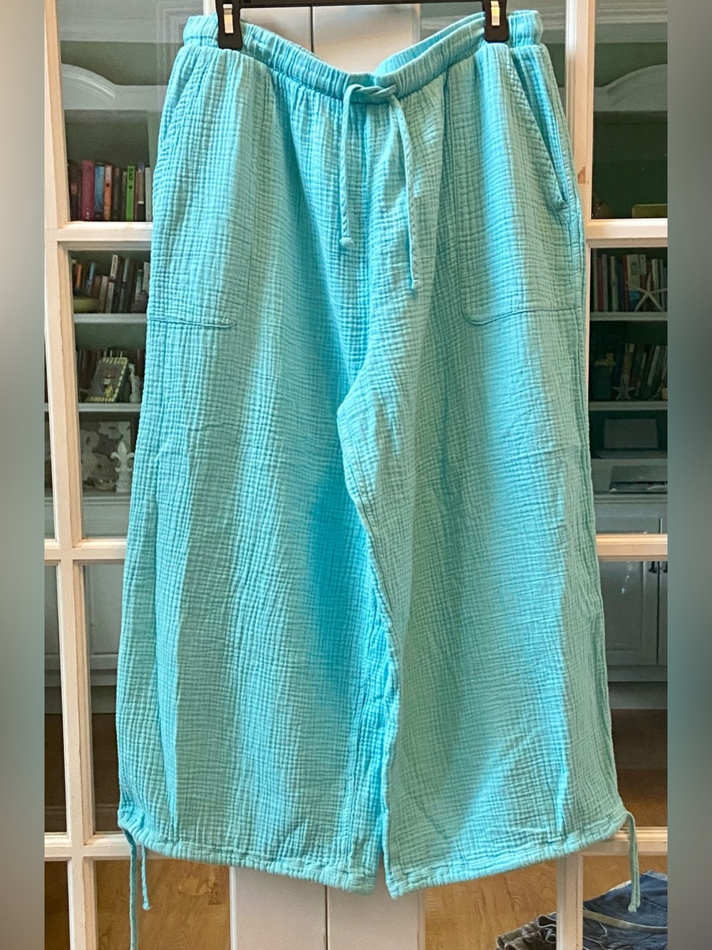 Colsie Drawstring Cotton Gauze Wide Leg Pants Size Large